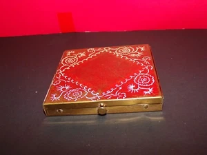 Vintage Metall Zigaretten Cannabis Etui Art Deco Messing Optik Riegel funktioniert - Bild 1 von 3