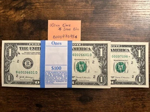 One Stack of 2017 ONE DOLLAR $1 Notes CU - BEP PACK from BRICK with ✯ STAR BILL - Picture 1 of 9