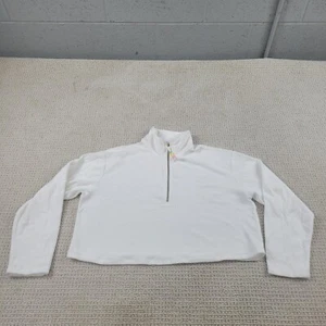 Stoney Clover Lane Sweatshirt Womens Medium White 1/4 Zip Pullover Cotton - Picture 1 of 10