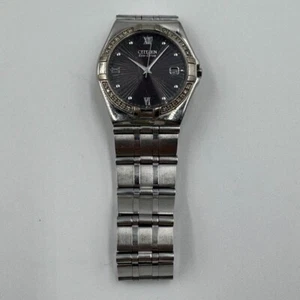 Citizen Eco-Drive Stainless Steel Mens Watch Diamond Bezel E110-S001421-HSB - Picture 1 of 15