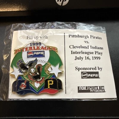 Cleveland Indians Pittsburgh Pirates Interleague 1999 MLB Pepsi Lapel Pin New - Image 1 of 2