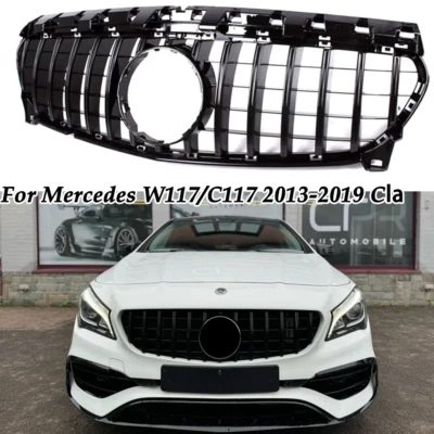 For Mercedes Benz W117 CLA250 2013-2019 Front Bumper Gloss Black Grille Grill Foto 1 de 4