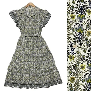 Max Studio Cottage langes Stufenkleid Gr. L Damen Blumen vorne zum Binden leicht - Bild 1 von 7
