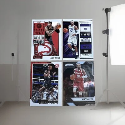 (4) Vince Carter North Carolina Raptors Kings LOT w/ Contenders + Hoops + Prizm - Image 1 of 3