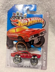 2013 Hot Wheels OLDS 442 W-30 Red 34/250 EXCELLENT CARD Graffiti Rides RED RIMS - Picture 1 of 1