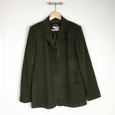 Requisitos Mujer Traje Chaqueta Blazer Verde Lana Bolsillos Botones Manga Larga 14 Foto 1 de 4