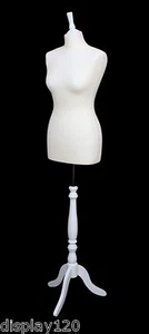 Deluxe Größe 16 Weibliche Schneiderpuppe Schaufensterpuppe Maß Weiß Büste Stand - Bild 1 von 4