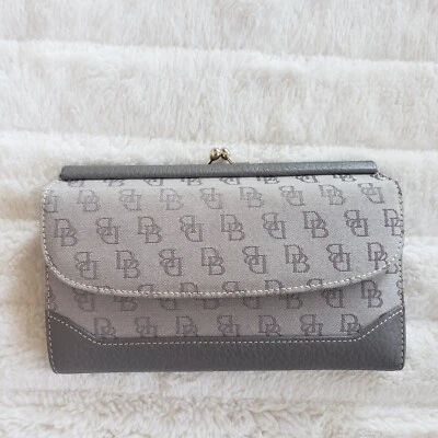 Dooney & Bourke Black Leather Monogram Ladies Kisslock Wallet - Image 1 of 4