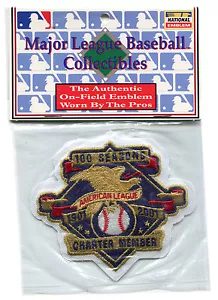 2001 AMERICAN LEAGUE 100 YEARS CHARTER MEMBER MLB BASEBALL JERSEY PATCH IN PACK - Picture 1 of 1