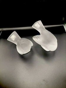 (2) Vintage Lalique France Crystal Sparrow Bird Figurines Stunning MCM - Picture 1 of 14