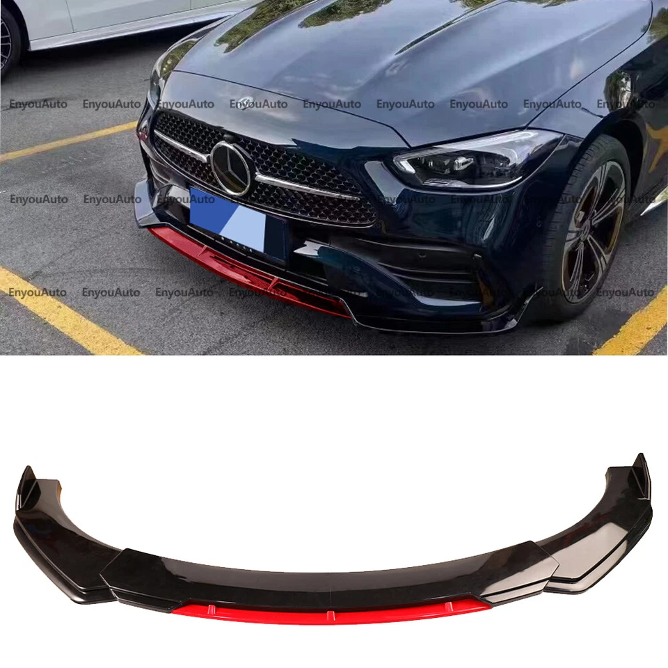 For Mercedes-Benz A200 A220 A250 Front Bumper Lip Spoiler Splitter Black Red Foto 1 de 4