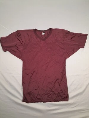 Camiseta de fútbol vintage roja borgoña en blanco para hombre malla L hecha en EE. UU. USADA EN EXCELENTE ESTADO Foto 1 de 4