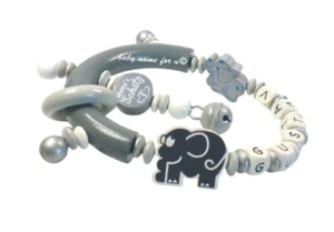 Greifring mit Namen Elefant Mamas Schatz Greifling Motorik Babyspielzeug Rassel - Bild 1 von 6