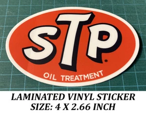 STP OIL TREATMENT LAMINATED VINYL DECAL STICKER-VINTAGE DRAG RACING-NHRA-NASCAR - Picture 1 of 3