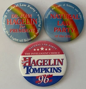 Hagelin for President 1996 Natural Law Party Tompkins buttons lot - Picture 1 of 2
