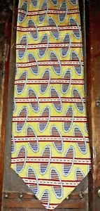Bettini Men's Neck Tie Yellow Blue Stripes italy church Prom wedding formal - Picture 1 of 5