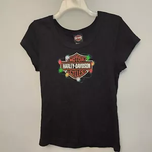 Christmas Harley Davidson T Shirt Womens Size M Louisville Kentucky Holiday - Picture 1 of 7