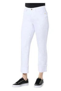 IMAN Global Chic Women's Perfect Fit 360 Cuffed StraightLeg Jean White - Picture 1 of 1