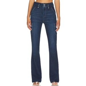Paige Jeans 28 Dion Cargo Gracie Lou High Rise Flare Stretch Denim Womens - Picture 1 of 14