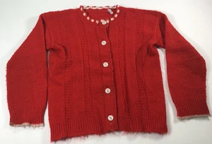 Vintage 1950's Boy Red Sweater Knitwear Clothing Outfit - Picture 1 of 11