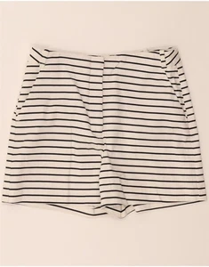 ZARA Womens Chino Shorts Small W28 White Pinstripe BY08 - Picture 1 of 3