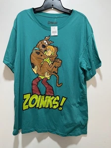 Scooby Doo zotteliges Erwachsenen-T-Shirt Baumwolle türkis grün Größe XL Zoinks neu mit Etikett - Bild 1 von 3