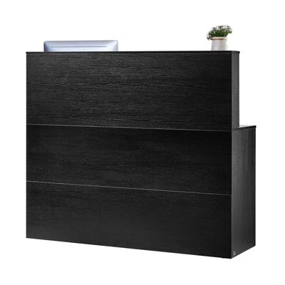 Reception Desk L-Shaped Front Counter Table 55.12 in Black Office Table - Image 1 of 4