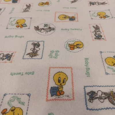 Manta de recepción Baby Looney Tunes insectos piolín franela blanca WarnerBros. 1997 Foto 1 de 3