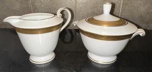 Mikasa Crown Jewel Creamer & Sugar Bowl With Lid Gold Trim (Z34) - Picture 1 of 9