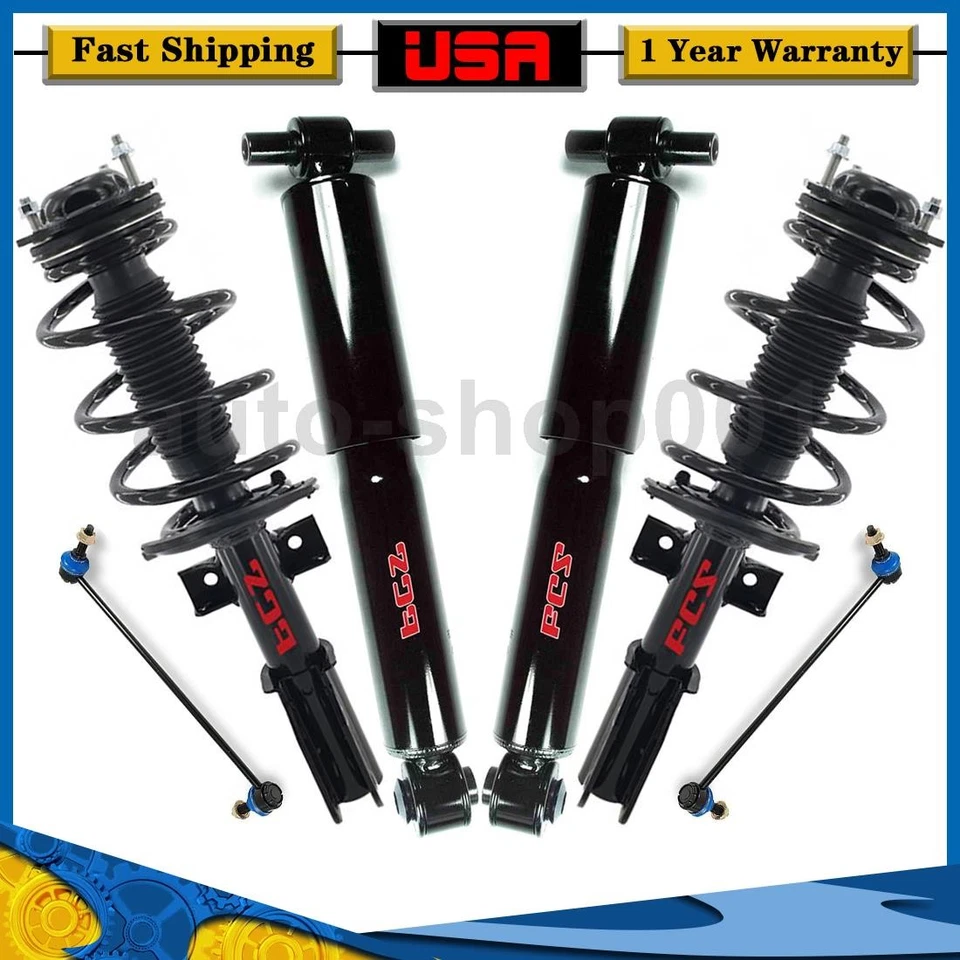 6 Amortiguadores delanteros traseros puntales barra estabilizadora enlace para Chevrolet Traverse 2017 2016 2015 Foto 1 de 4