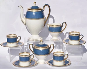 Rare Vintage Wedgwood ULANDER Powder Blue Coffee Set for 4: Pot/Cream/Sugar/Duos - Picture 1 of 24