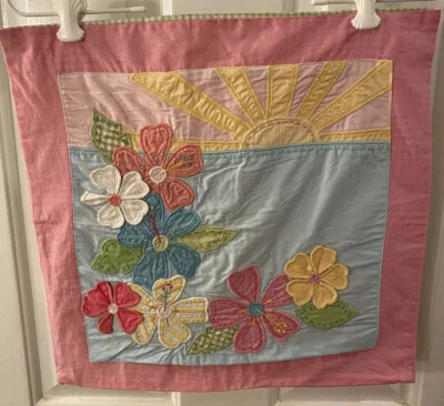 Pottery Barn Kids Embroidered Appliquéd Floral Sunshine Pillow Cover 16” EUC - Image 1 of 4