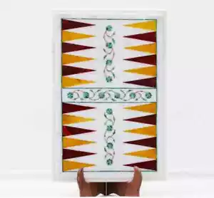 17 Zoll x 11 Zoll Marmor Backgammon Tischplatte Mitte Ecke Einlage Mosaik Dekor m1 - Bild 1 von 4