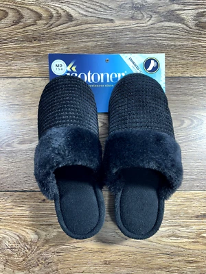 Zapatillas Isotoner House para mujer 7,5/8 negras piel sintética toboganes cómodos NUEVAS  Foto 1 de 2