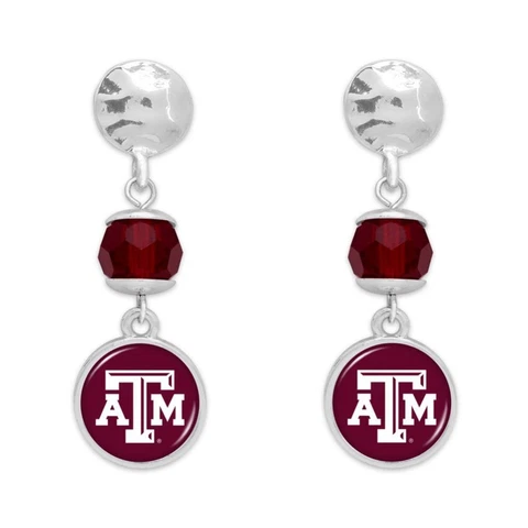 Texas A&M Aggies Ivy Crystal Silver Earrings Jewelry Gift TAMU Cover