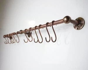 binario cucina con ganci, porta pentole bronzo, binario asta ottone, cucina a parete - Foto 1 di 3