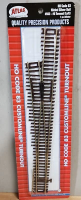 Atlas 563 #6 Left Hand Turnout Switch Nickel Silver Code 83 HO Model RR Track - Image 1 of 4
