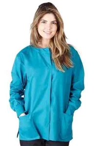 Medical Hospital Nursing Warm Up Top Scrubs Jacket 2-Pockets Longsleeve Medium - Picture 1 of 3