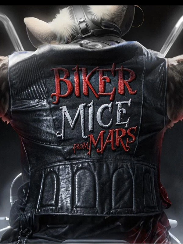 Handmade Biker Mice From Mars Black Leather Motorcycle Vest For Men and Women - Image 1 of 1