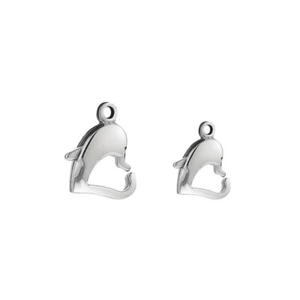 10pcs Stainless Steel Dolphin Heat Clasps Polished Silver Jewelry Making Clasps - Picture 1 of 3