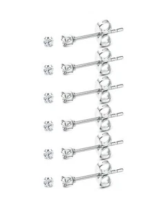 Orecchini piccoli ORAZIO piccoli 2 mm acciaio inox perno sfera uomo donna lucido 6 paia - Foto 1 di 6