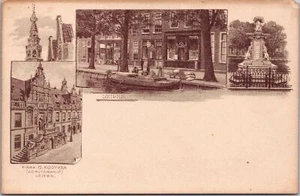 Holanda Leiden Multivista Litografía Litografía Vintage Postal 09.27 - Imagen 1 de 2