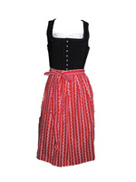 Dirndl Schwarz Weiß Trachtenkleid - Minidirndl 3-teilig Mit Bluse & Schürze