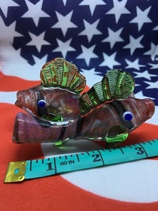 USA 3.5” FISH SMOKING HAND PIPE BLOWN GLASS HEAVY SPOON BOWL DICHRO HITTER OG - Picture 1 of 12
