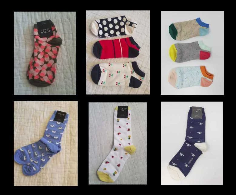 NUEVOS CALCETINES TOBILLEROS MUJER J CREW PIÑA / ESTAMPADO CEREZA PAQUETE DE 3 / TRIPULACIÓN FRUIT DOG Foto 1 de 4