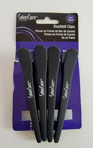 4 Count Salon Care Duckbill Clips Soft Touch in Black Hair Clips New - Picture 1 of 5