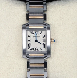 Ladies Cartier Tank Francaise 18K Yellow Gold Steel Small 20mm Quartz Watch 2384 - Picture 1 of 6