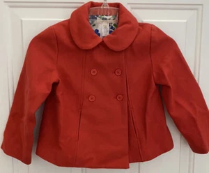 Janie and Jack Red Pea Coat Jacket Christmas Winter Size 4 -5 - Picture 1 of 4