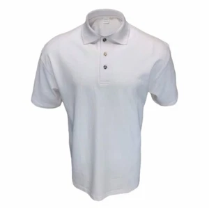 New Polo Shirt Mens Vintage Casual Golf Performance White Large 100% Cotton NOS - Afbeelding 1 van 7
