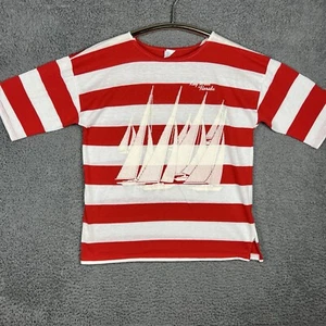 Vtg Breakaway Red White Stripe Shirt Tunic Key West Florida XL USA Made Nautical - Picture 1 of 11